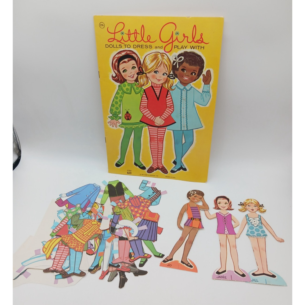Vintage 1969 Little Girls Paper Dolls Lowe 2784 James & Jonathan